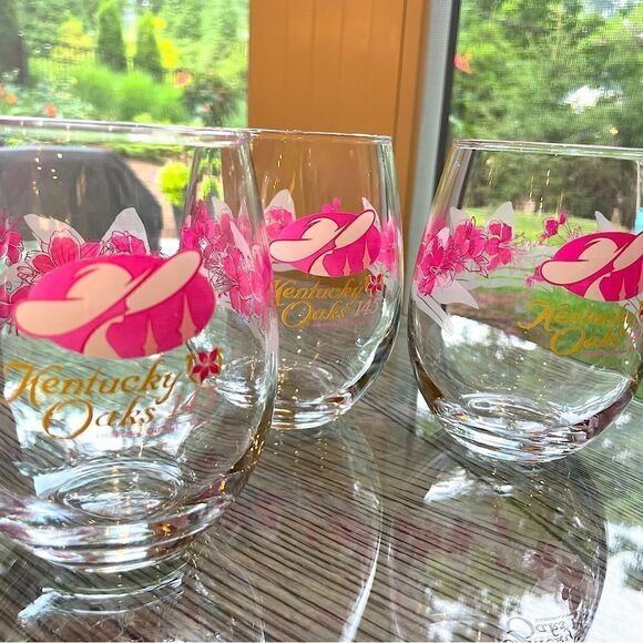 Set of 3 Kentucky Oaks Stemless Wine Glass 145 2019 - Picture 1 of 2